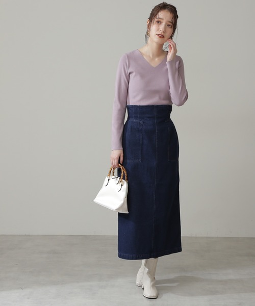 N.（N. Natural Beauty Basic）（エヌエヌナチュラルビューティーベーシック）の「◆ハイウエストデニムスカート（デニムスカート・レディース・インディゴブルー/ナチュラル・MEDIUM）」の3枚目の写真