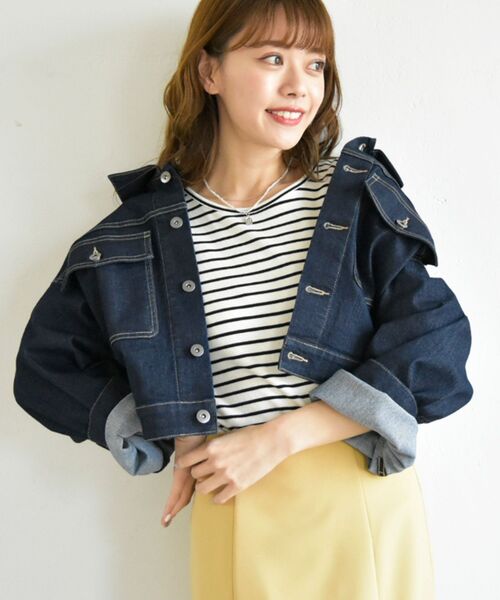 MAJESTIC LEGON（マジェスティックレゴン）の「ladyボリュームGジャン（デニムジャケット・レディース・ネイビー/ピンク/アイボリー・MEDIUM）」の22枚目の写真