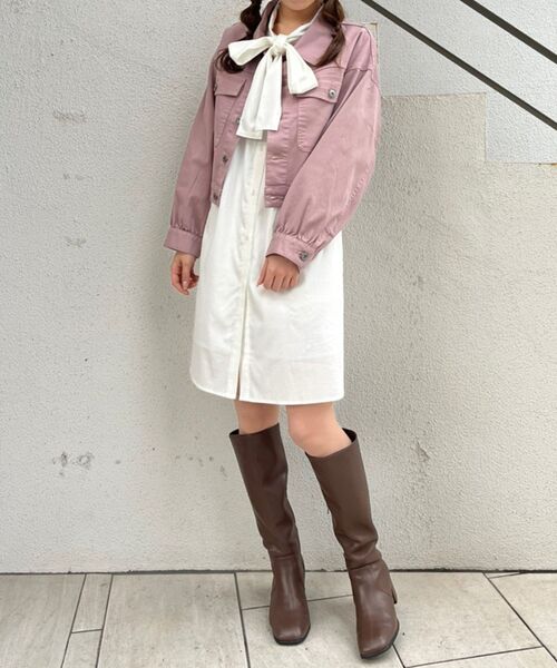 MAJESTIC LEGON（マジェスティックレゴン）の「ladyボリュームGジャン（デニムジャケット・レディース・ネイビー/ピンク/アイボリー・MEDIUM）」の9枚目の写真