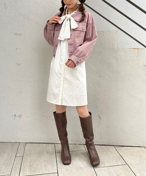 MAJESTIC LEGON（マジェスティックレゴン）の「ladyボリュームGジャン（デニムジャケット・レディース・ネイビー/ピンク/アイボリー・MEDIUM）」の18枚目の写真