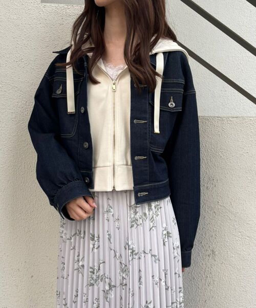 MAJESTIC LEGON（マジェスティックレゴン）の「ladyボリュームGジャン（デニムジャケット・レディース・ネイビー/ピンク/アイボリー・MEDIUM）」の5枚目の写真