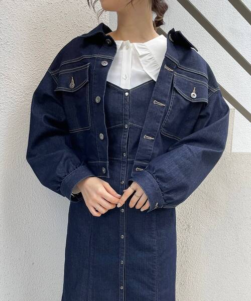 MAJESTIC LEGON（マジェスティックレゴン）の「ladyボリュームGジャン（デニムジャケット・レディース・ネイビー/ピンク/アイボリー・MEDIUM）」の10枚目の写真