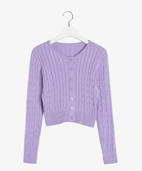 SONA（ソナ）の「SONYUNARA ケーブル編みラウンドネックカーディガン（カーディガン/ボレロ・レディース・ホワイト/ブラック/ライトグリーン/ライトパープル/ピンク・FREE）」の9枚目の写真