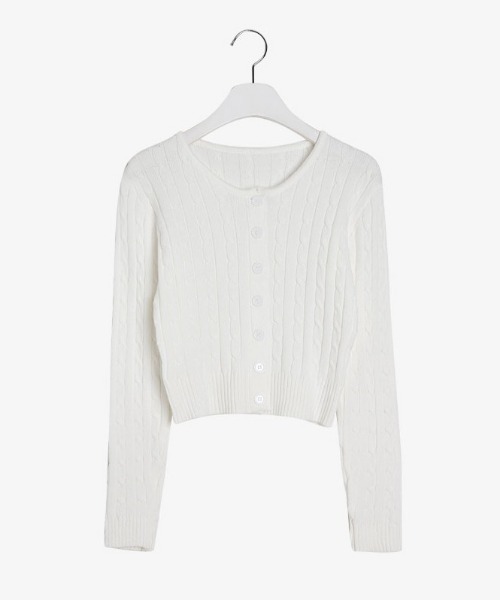 SONA（ソナ）の「SONYUNARA ケーブル編みラウンドネックカーディガン（カーディガン/ボレロ・レディース・ホワイト/ブラック/ライトグリーン/ライトパープル/ピンク・FREE）」の17枚目の写真