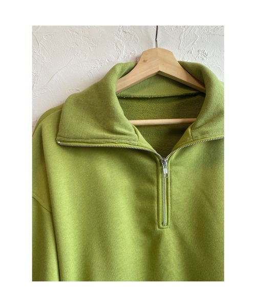 She's Closet(シーズクローゼット)の「裏毛ショート丈ハーフジッププルオーバースウェット(スウェット・レディース・杢グレー/グリーン/ブラック/オートミール・FREE)」の6枚目の写真