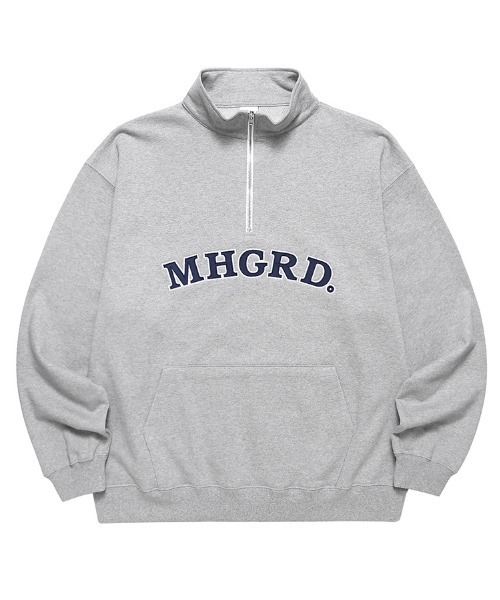 MAHAGRID（マハグリッド）の「【mahagrid】ARC LOGO HALF ZIP SWEATSHIRT / マハグリッド アーチ ロゴ ハーフジップ スウェットシャツ / セットアップ対応（スウェット・メンズ・ライトグレー/ネイビー/グレー/グリーン・SMALL/MEDIUM/LARGE/X-LARGE）」の5枚目の写真