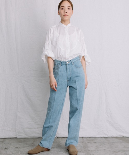 Liyoca(リヨカ)の「【Liyoca】コットンリネンセルヴィッチデニム -手洗い可-(デニムパンツ・レディース・サックスブルー/インディゴブルー/ナチュラル・38/36)」の14枚目の写真