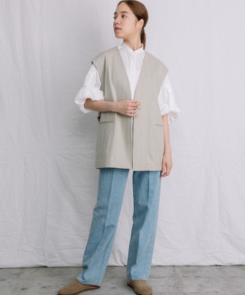 Liyoca(リヨカ)の「【Liyoca】コットンリネンセルヴィッチデニム -手洗い可-(デニムパンツ・レディース・サックスブルー/インディゴブルー/ナチュラル・38/36)」の15枚目の写真