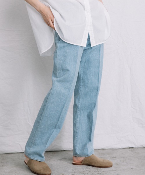 Liyoca(リヨカ)の「【Liyoca】コットンリネンセルヴィッチデニム -手洗い可-(デニムパンツ・レディース・サックスブルー/インディゴブルー/ナチュラル・38/36)」の18枚目の写真