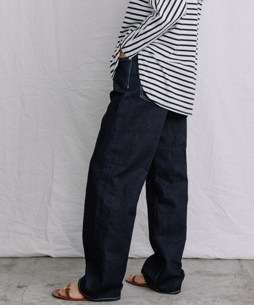 Liyoca(リヨカ)の「【Liyoca】コットンリネンセルヴィッチデニム -手洗い可-(デニムパンツ・レディース・サックスブルー/インディゴブルー/ナチュラル・38/36)」の20枚目の写真