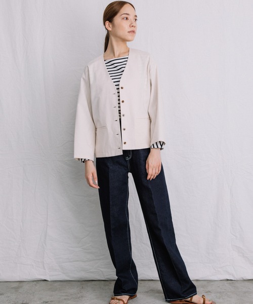 Liyoca(リヨカ)の「【Liyoca】コットンリネンセルヴィッチデニム -手洗い可-(デニムパンツ・レディース・サックスブルー/インディゴブルー/ナチュラル・38/36)」の4枚目の写真