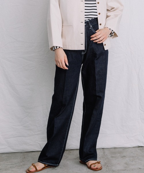 Liyoca(リヨカ)の「【Liyoca】コットンリネンセルヴィッチデニム -手洗い可-(デニムパンツ・レディース・サックスブルー/インディゴブルー/ナチュラル・38/36)」の5枚目の写真