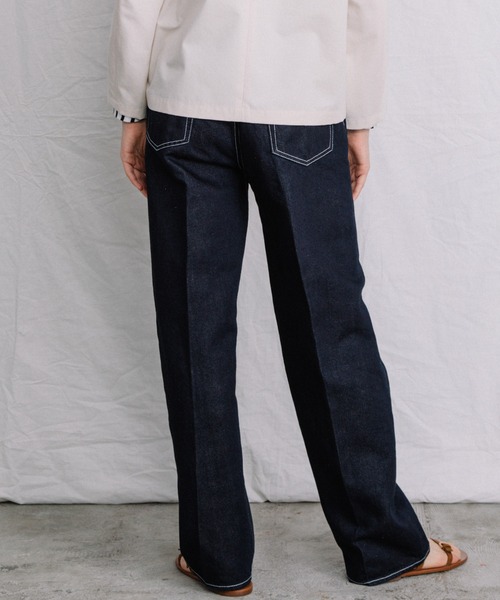 Liyoca(リヨカ)の「【Liyoca】コットンリネンセルヴィッチデニム -手洗い可-(デニムパンツ・レディース・サックスブルー/インディゴブルー/ナチュラル・38/36)」の6枚目の写真