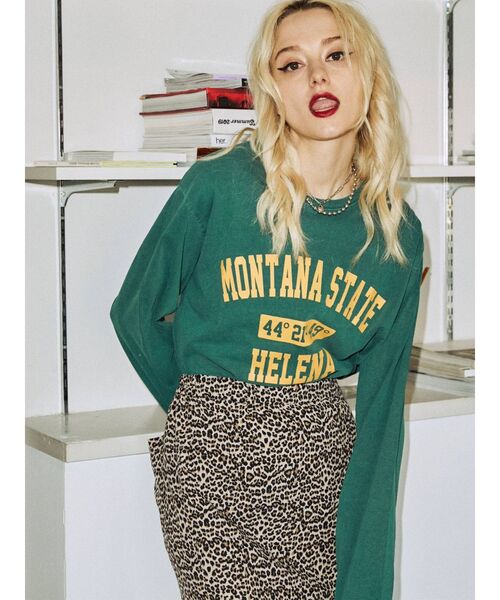 jouetie(ジュエティ)の「MONTANA STATE ロゴロンT【カレッジ】(Tシャツ/カットソー・レディース・グレー/グリーン/ネイビー・MEDIUM)」の5枚目の写真