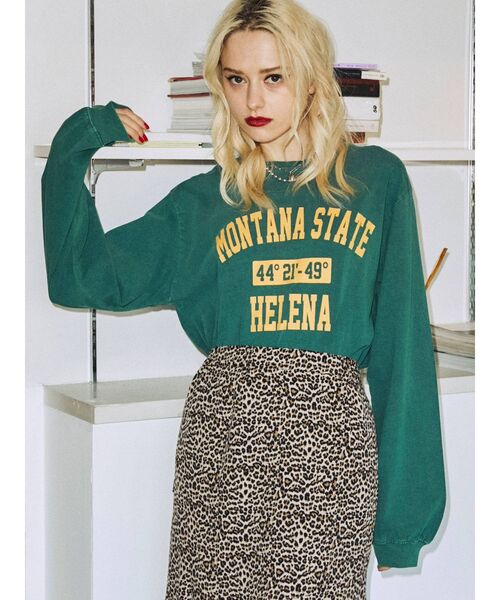 jouetie(ジュエティ)の「MONTANA STATE ロゴロンT【カレッジ】(Tシャツ/カットソー・レディース・グレー/グリーン/ネイビー・MEDIUM)」の6枚目の写真