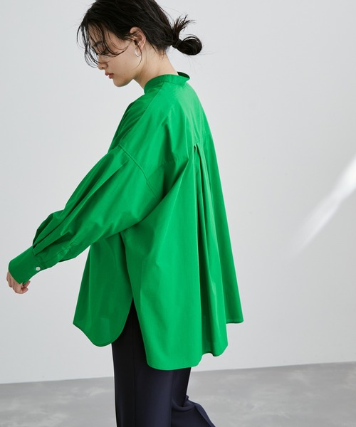 ADAM ET ROPE'(アダムエロペ)の「【アウトレット店舗・WEB限定】TCブロードバンドカラーシャツ(シャツ/ブラウス・レディース・ブラック/ホワイト/グリーン/ネイビー/ブルー・FREE)」の3枚目の写真