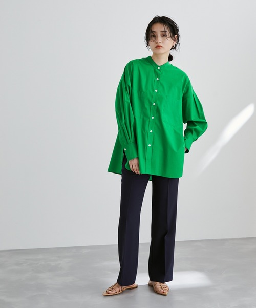 ADAM ET ROPE'(アダムエロペ)の「【アウトレット店舗・WEB限定】TCブロードバンドカラーシャツ(シャツ/ブラウス・レディース・ブラック/ホワイト/グリーン/ネイビー/ブルー・FREE)」の8枚目の写真