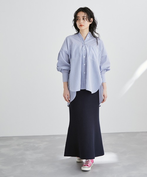 ADAM ET ROPE'(アダムエロペ)の「【アウトレット店舗・WEB限定】TCブロードバンドカラーシャツ(シャツ/ブラウス・レディース・ブラック/ホワイト/グリーン/ネイビー/ブルー・FREE)」の21枚目の写真