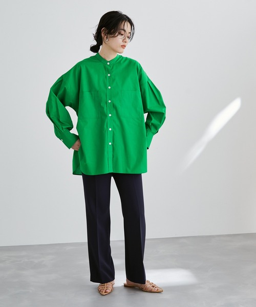 ADAM ET ROPE'(アダムエロペ)の「【アウトレット店舗・WEB限定】TCブロードバンドカラーシャツ(シャツ/ブラウス・レディース・ブラック/ホワイト/グリーン/ネイビー/ブルー・FREE)」の22枚目の写真