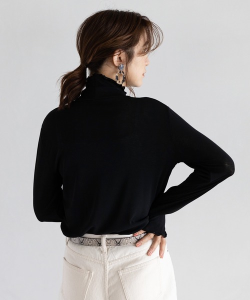 GeeRA（ジーラ）の「シアーハイネックカットソー（Tシャツ/カットソー・レディース・ホワイト/ブラック・MEDIUM/LARGE）」の8枚目の写真