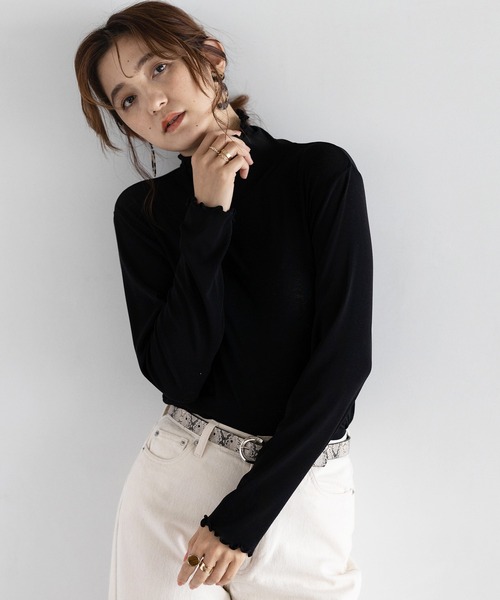GeeRA（ジーラ）の「シアーハイネックカットソー（Tシャツ/カットソー・レディース・ホワイト/ブラック・MEDIUM/LARGE）」の11枚目の写真