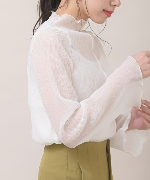 rps（アールピーエス）の「インナー付き配色メロー楊柳シフォンプルオーバー（シャツ/ブラウス・レディース・ブラック/ライトベージュ/チェック/オフホワイト/ミント・フリー）」の2枚目の写真