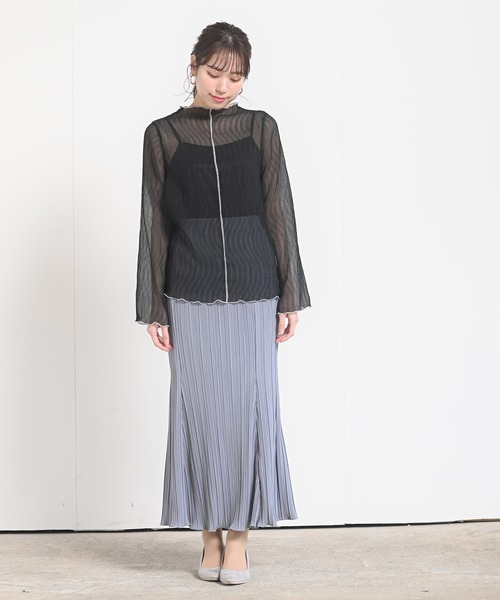 rps（アールピーエス）の「インナー付き配色メロー楊柳シフォンプルオーバー（シャツ/ブラウス・レディース・ブラック/ライトベージュ/チェック/オフホワイト/ミント・フリー）」の7枚目の写真