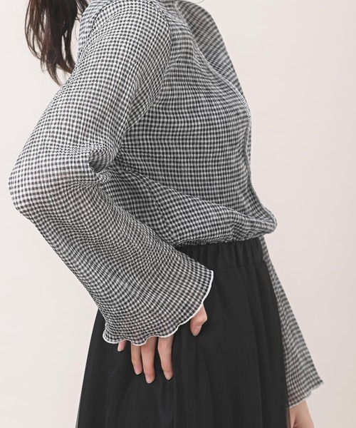 rps（アールピーエス）の「インナー付き配色メロー楊柳シフォンプルオーバー（シャツ/ブラウス・レディース・ブラック/ライトベージュ/チェック/オフホワイト/ミント・フリー）」の16枚目の写真