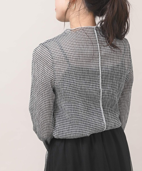 rps（アールピーエス）の「インナー付き配色メロー楊柳シフォンプルオーバー（シャツ/ブラウス・レディース・ブラック/ライトベージュ/チェック/オフホワイト/ミント・フリー）」の17枚目の写真