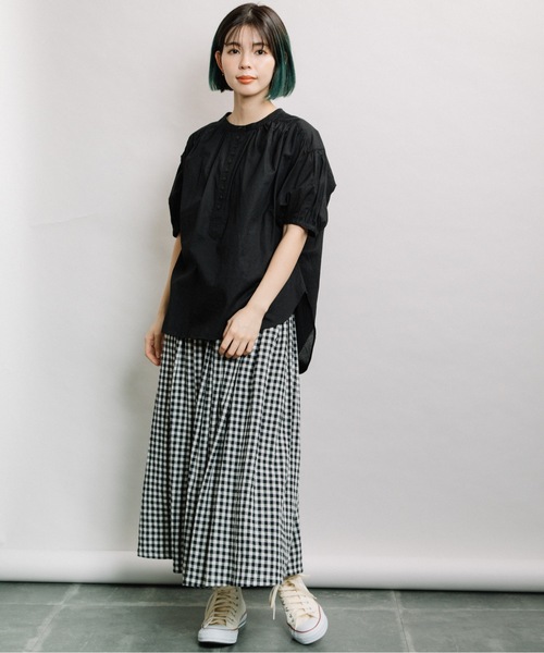 refinedworks（リファインドワークス）の「ギンガムタックSK（スカート・レディース・ブラウン/グリーン/ホワイト×ブラック・FREE）」の15枚目の写真