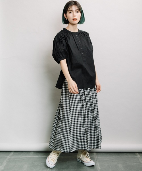 refinedworks（リファインドワークス）の「ギンガムタックSK（スカート・レディース・ブラウン/グリーン/ホワイト×ブラック・FREE）」の16枚目の写真