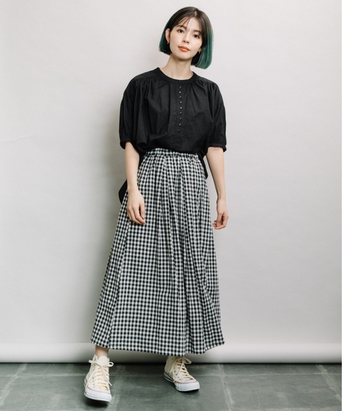 refinedworks（リファインドワークス）の「ギンガムタックSK（スカート・レディース・ブラウン/グリーン/ホワイト×ブラック・FREE）」の17枚目の写真