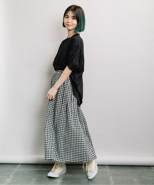refinedworks（リファインドワークス）の「ギンガムタックSK（スカート・レディース・ブラウン/グリーン/ホワイト×ブラック・FREE）」の18枚目の写真