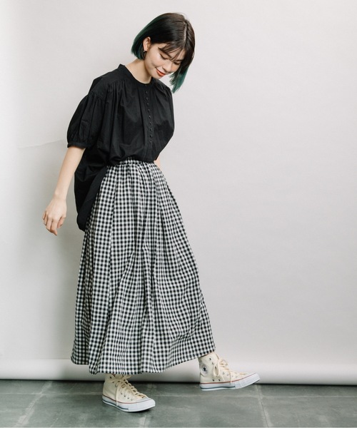 refinedworks（リファインドワークス）の「ギンガムタックSK（スカート・レディース・ブラウン/グリーン/ホワイト×ブラック・FREE）」の19枚目の写真