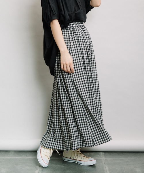 refinedworks（リファインドワークス）の「ギンガムタックSK（スカート・レディース・ブラウン/グリーン/ホワイト×ブラック・FREE）」の13枚目の写真