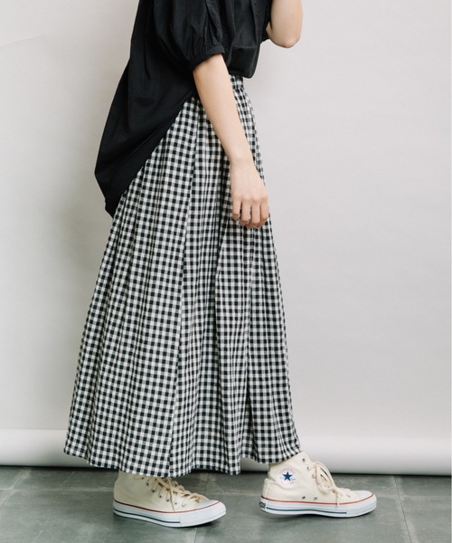 refinedworks（リファインドワークス）の「ギンガムタックSK（スカート・レディース・ブラウン/グリーン/ホワイト×ブラック・FREE）」の14枚目の写真