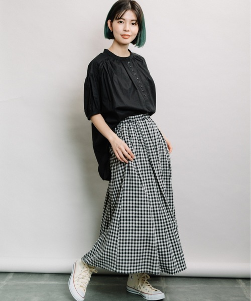 refinedworks（リファインドワークス）の「ギンガムタックSK（スカート・レディース・ブラウン/グリーン/ホワイト×ブラック・FREE）」の9枚目の写真
