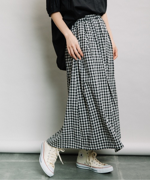 refinedworks（リファインドワークス）の「ギンガムタックSK（スカート・レディース・ブラウン/グリーン/ホワイト×ブラック・FREE）」の11枚目の写真