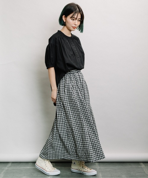 refinedworks（リファインドワークス）の「ギンガムタックSK（スカート・レディース・ブラウン/グリーン/ホワイト×ブラック・FREE）」の12枚目の写真