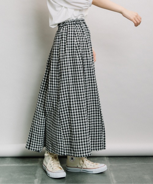 refinedworks（リファインドワークス）の「ギンガムタックSK（スカート・レディース・ブラウン/グリーン/ホワイト×ブラック・FREE）」の8枚目の写真