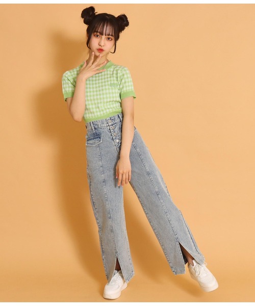 ANAP GiRL（アナップガール）の「ギンガムチェックサマーニット