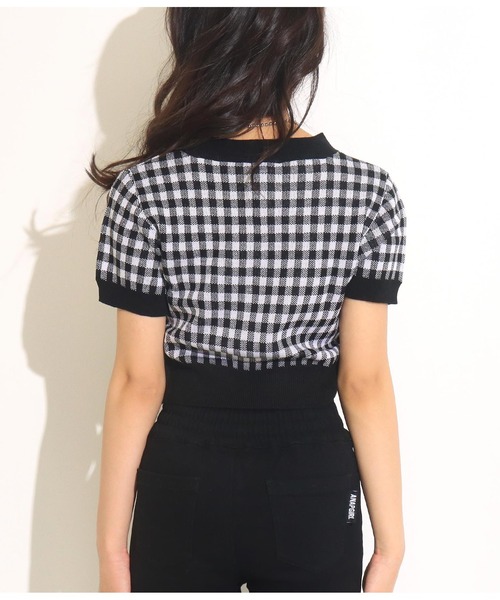 ANAP GｉRL（アナップガール）の「ギンガムチェックサマーニットトップス（Tシャツ/カットソー・キッズ・ブラック/オレンジ/グリーン・S/M）」の13枚目の写真