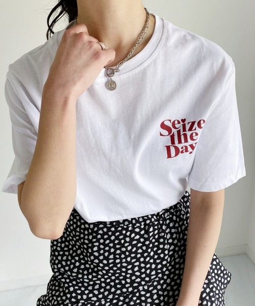 at12:03(アットイチニーゼロサン)の「Seize the DayTEE(Tシャツ/カットソー・レディース・ホワイト/ブルー/ブラック・FREE)」の1枚目の写真