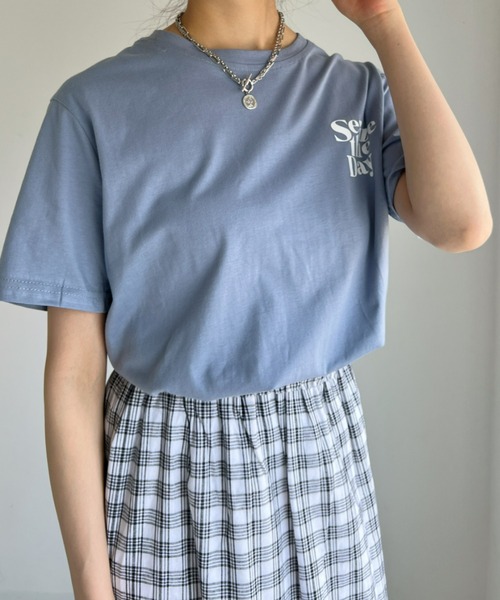 at12:03(アットイチニーゼロサン)の「Seize the DayTEE(Tシャツ/カットソー・レディース・ホワイト/ブルー/ブラック・FREE)」の2枚目の写真