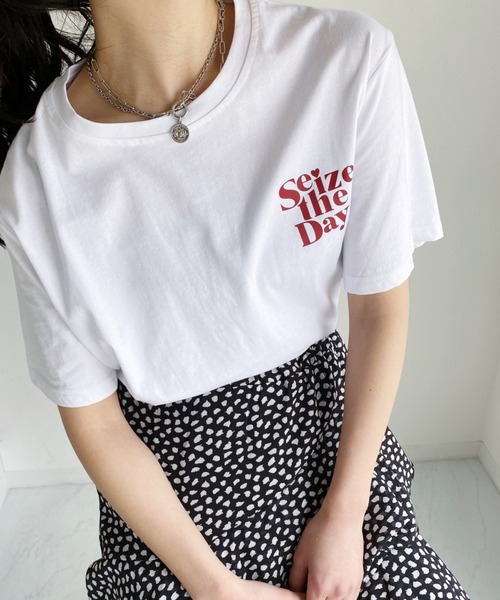 at12:03(アットイチニーゼロサン)の「Seize the DayTEE(Tシャツ/カットソー・レディース・ホワイト/ブルー/ブラック・FREE)」の4枚目の写真