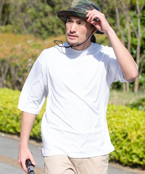 Blue Standard （ブルースタンダード）の「【BLUE STANDARD/ブルースタンダード】汗染みの目立ちにくいゼロステイン　汗シミ防止加工 撥水性  UVカット ビッグシルエットTシャツ ルーズT（Tシャツ/カットソー・メンズ・ホワイト/ブラック/ピンク系その他/ダークグリーン/オリーブ/サックスブルー/ネイビー/ベージュ・MEDIUM/LARGE/X-LARGE/SMALL）」の2枚目の写真