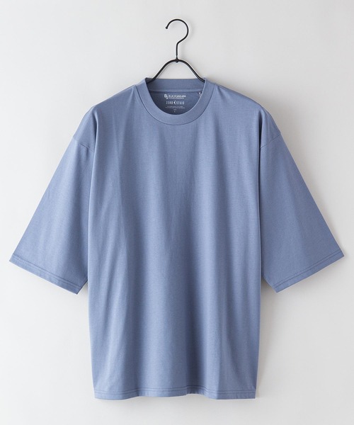 Blue Standard （ブルースタンダード）の「【BLUE STANDARD/ブルースタンダード】汗染みの目立ちにくいゼロステイン　汗シミ防止加工 撥水性  UVカット ビッグシルエットTシャツ ルーズT（Tシャツ/カットソー・メンズ・ホワイト/ブラック/ピンク系その他/ダークグリーン/オリーブ/サックスブルー/ネイビー/ベージュ・MEDIUM/LARGE/X-LARGE/SMALL）」の15枚目の写真