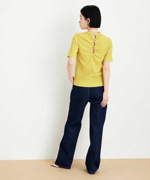 ADAM ET ROPE'（アダムエロペ）の「【一部直営店舗・WEB限定】カットアウトプルオーバー（Tシャツ/カットソー・レディース・ホワイト/ブラック/グリーン系その他・FREE）」の9枚目の写真