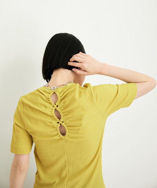 ADAM ET ROPE'（アダムエロペ）の「【一部直営店舗・WEB限定】カットアウトプルオーバー（Tシャツ/カットソー・レディース・ホワイト/ブラック/グリーン系その他・FREE）」の10枚目の写真