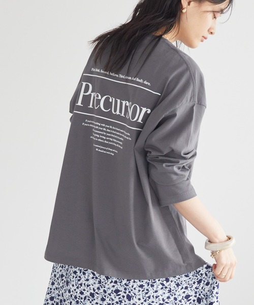 AMERICAN HOLIC（アメリカンホリック）の「Precursorロゴカットプルオーバー（Tシャツ/カットソー・レディース・チャコールグレー/オフホワイト・M/L）」の2枚目の写真